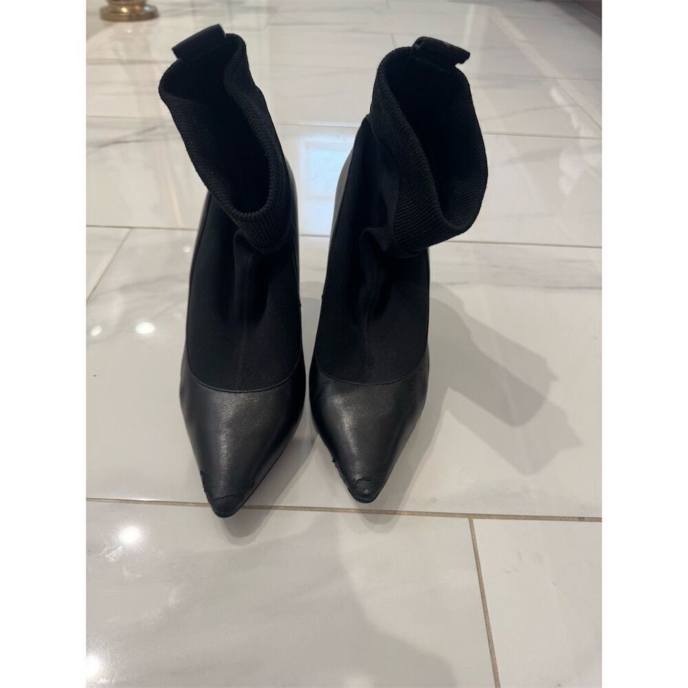 Jimmy Choo Women's Black Leather Ankle Boots Size 39.5 Stiletto Heel - Picture 4 of 6